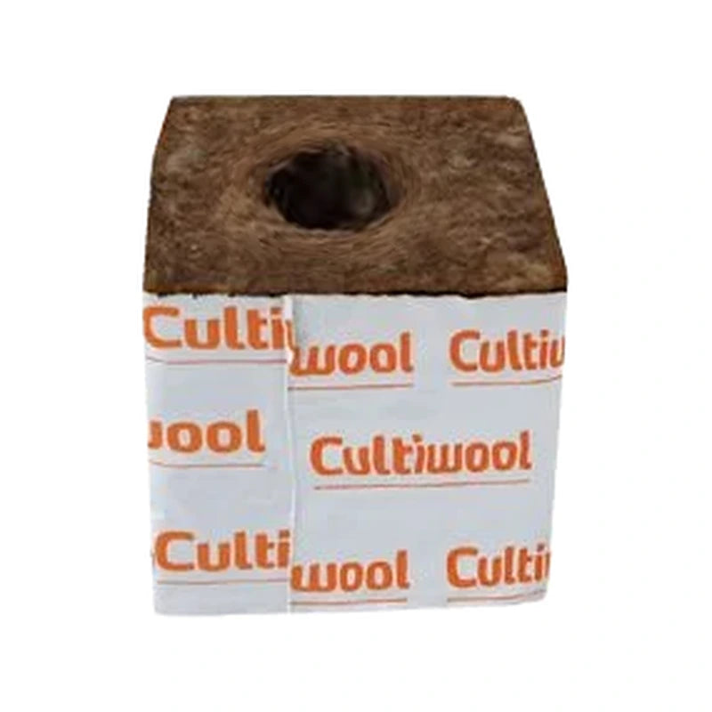 Cultiwool Prime Stone Wool Growing Cube 75 × 75 × 65 mm mit grossem Pflanzloch 