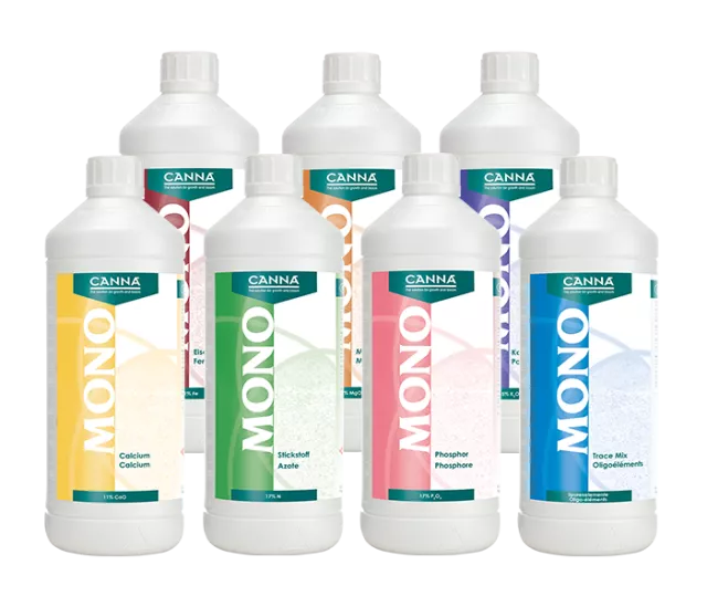 CANNA Mononährstoffe 1L – Eisen, Kalium, Kalzium, Magnesium, Phosphor, Stickstoff & Trace Mix für Hydroponik